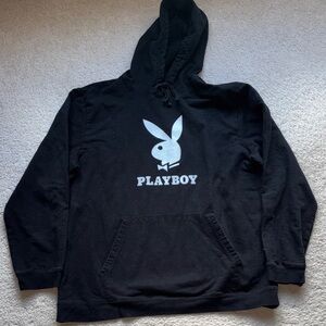 PLAYBOY Black Hoodie with White Logo